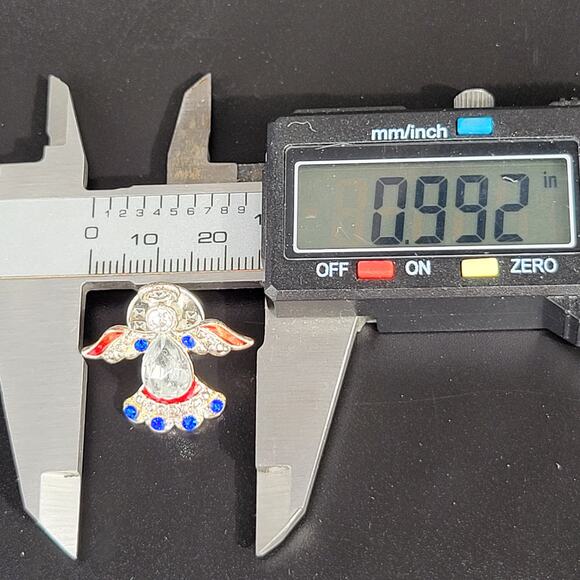 Crystal & Enamel Angel Lapel Pin Red Blue Accents 1 in Religious Patriotic USA - Picture 5 of 10